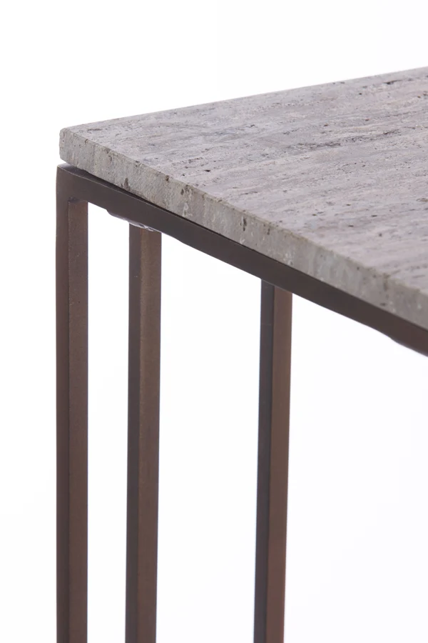 Side table 41x31x66 cm ROSHAN travertine brown+dark brown