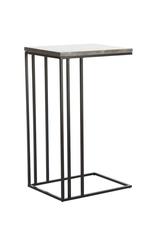 Side table 41x31x66 cm ROSHAN brown marble+black