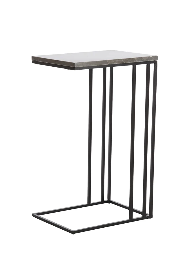Side table 41x31x66 cm ROSHAN brown marble+black
