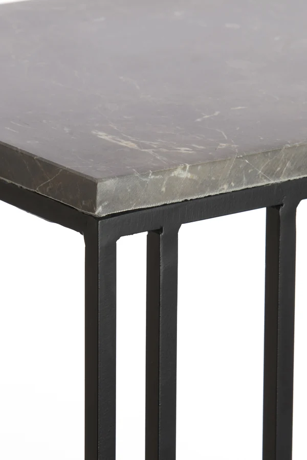 Side table 41x31x66 cm ROSHAN brown marble+black