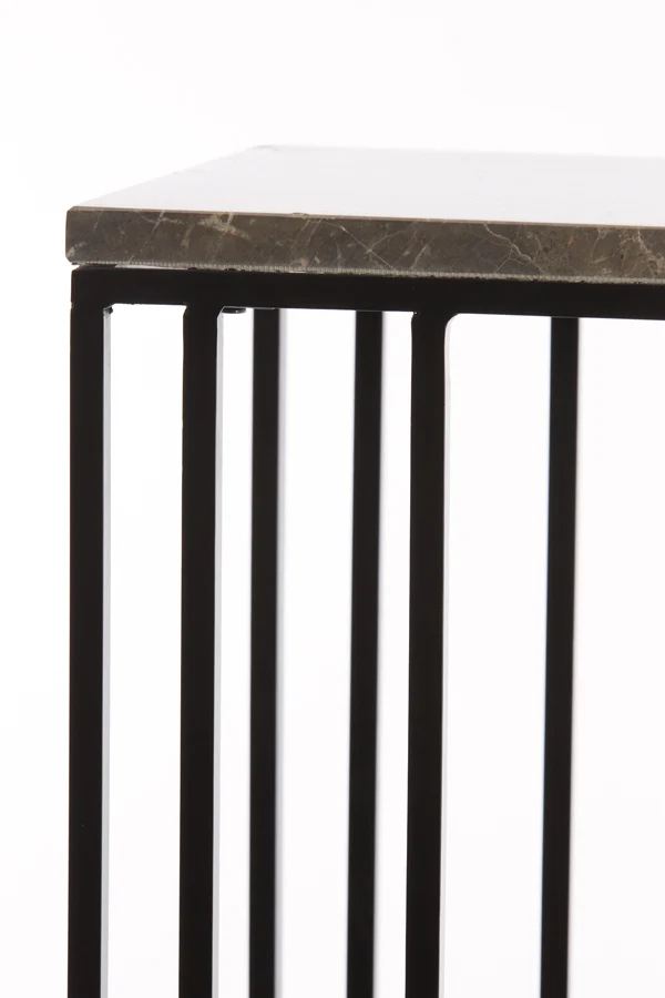 Side table 41x31x66 cm ROSHAN brown marble+black