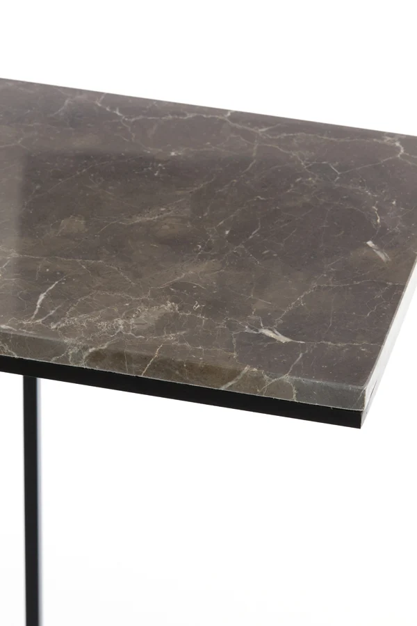 Side table 41x31x66 cm ROSHAN brown marble+black
