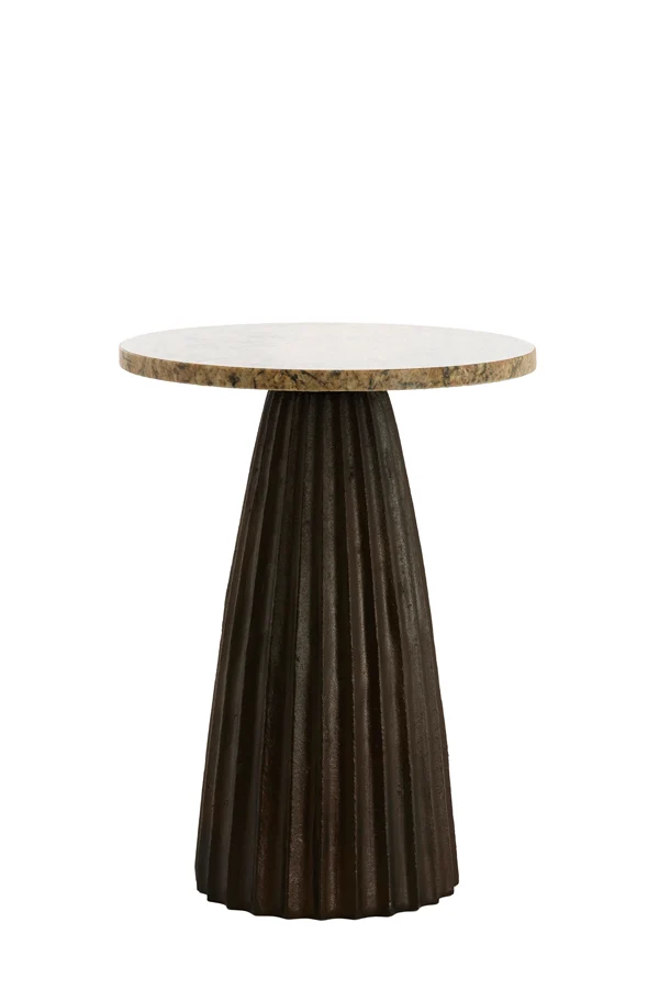 Side table 40x53,5 cm OBIDOS orange-grey marble+d brown