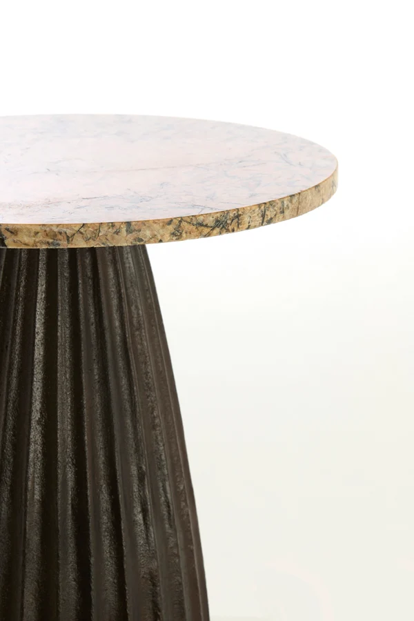 Side table 40x53,5 cm OBIDOS orange-grey marble+d brown