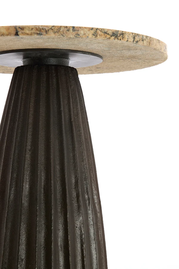 Side table 40x53,5 cm OBIDOS orange-grey marble+d brown
