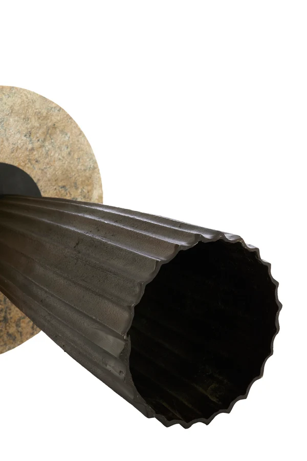 Side table 40x53,5 cm OBIDOS orange-grey marble+d brown