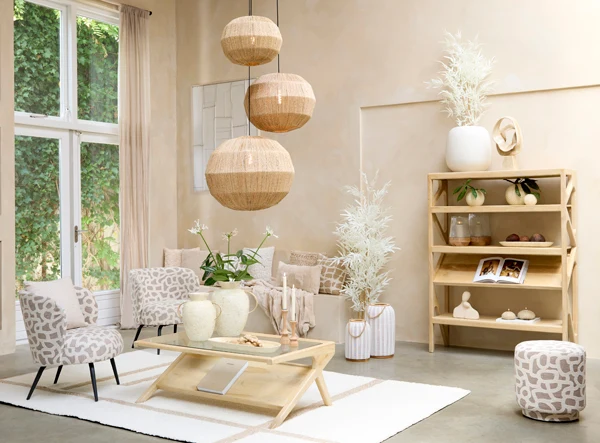 Rug 300x200 cm BUKIT wool cream+jute natural