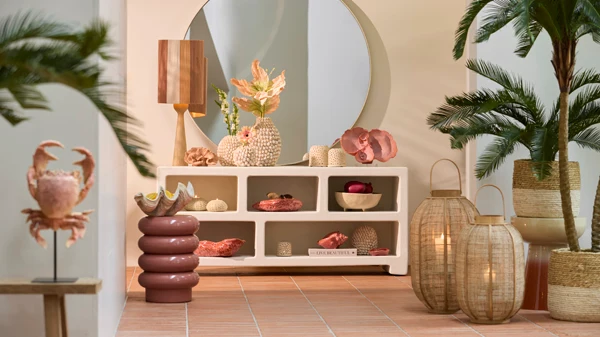 Shade cylinder 25-25-36 cm MEDAN coral+terra+cream
