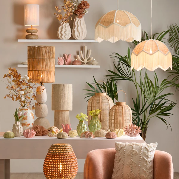 Shade cylinder 25-25-30 cm LANZANO raffia natural