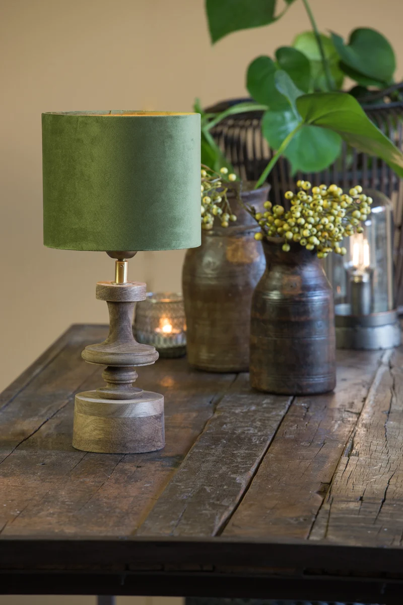 Shade cylinder 20-20-15 cm VELOURS olive green