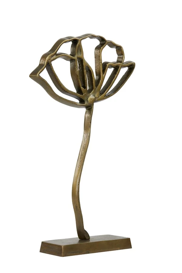 Ornament on base 28x8,5x45 cm PAPAVERU antique bronze