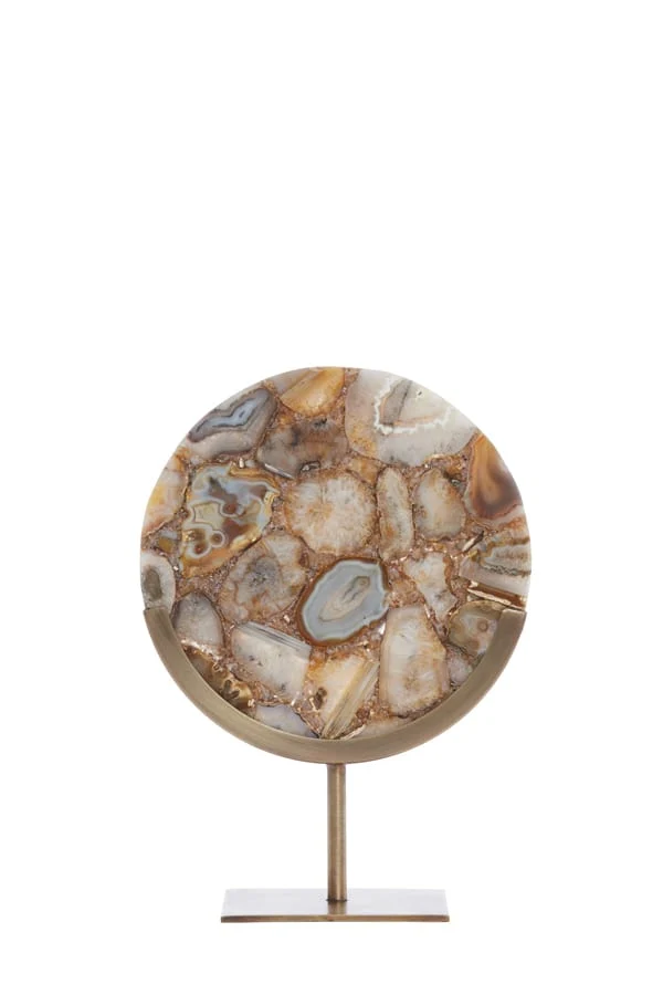 Ornament on base 25x10x35 cm GOUYA yellow agate+antiq bronz