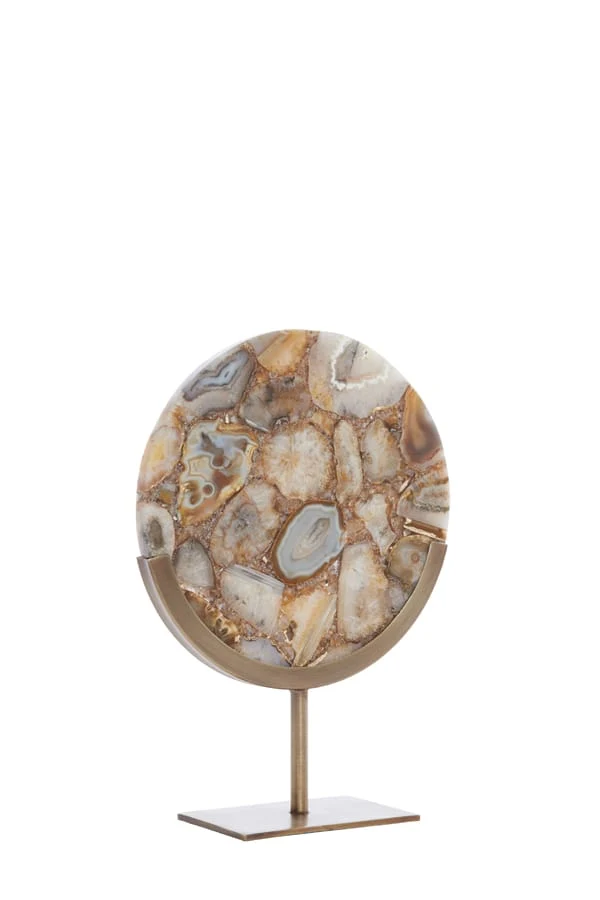 Ornament on base 25x10x35 cm GOUYA yellow agate+antiq bronz