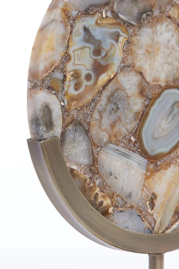 Ornament on base 25x10x35 cm GOUYA yellow agate+antiq bronz