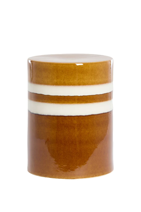Side table 33x44 cm MOOCA ceramics cognac-white