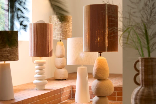 Shade cylinder 30-30-40 cm MEDAN coral+terra+cream