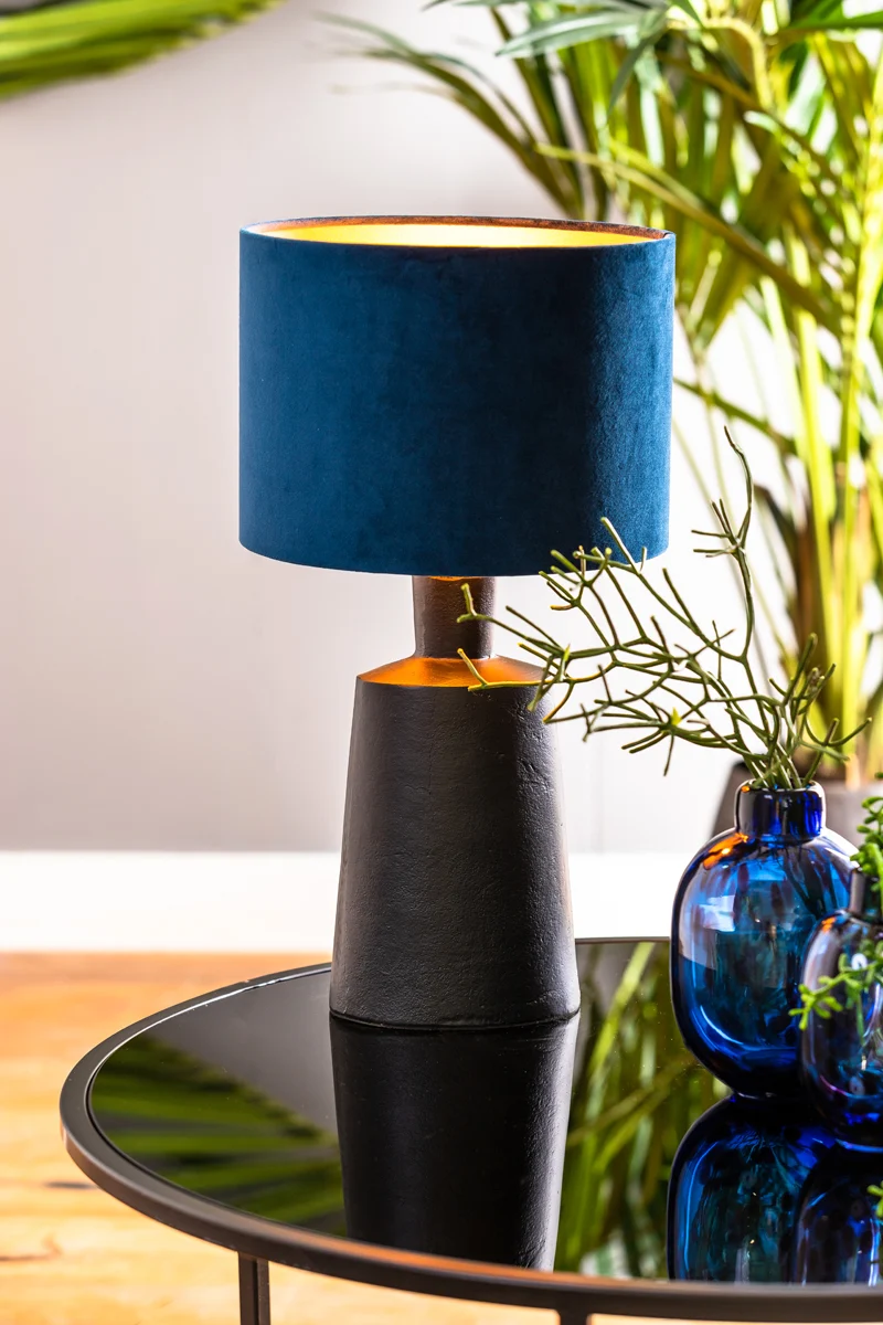 Shade cylinder 25-25-18 cm VELOURS petrol blue