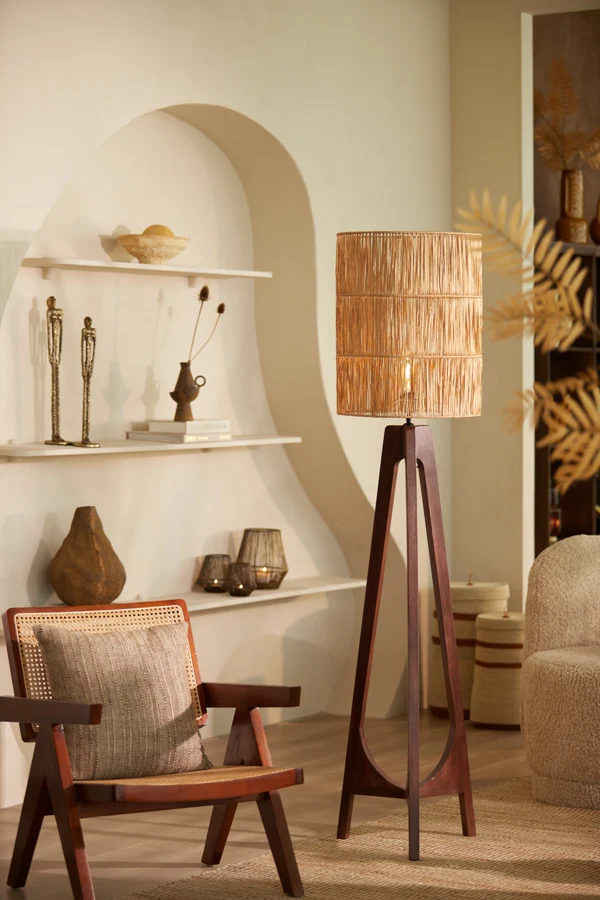 Shade cylinder 40-40-50 cm LANZANO raffia natural