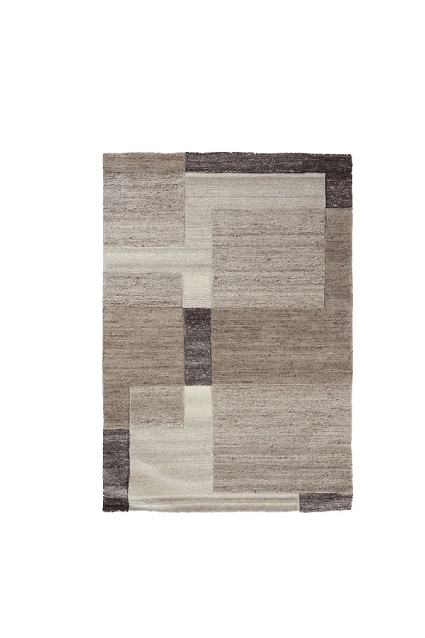 Rug 230x160 cm ALMAO wool beige+dark brown