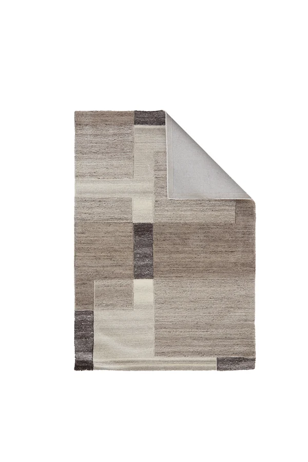 Rug 230x160 cm ALMAO wool beige+dark brown