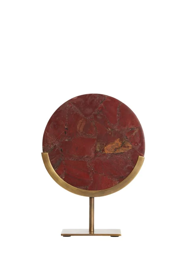 Ornament on base 25x10x35 cm GOUYA red agate+antique bronze