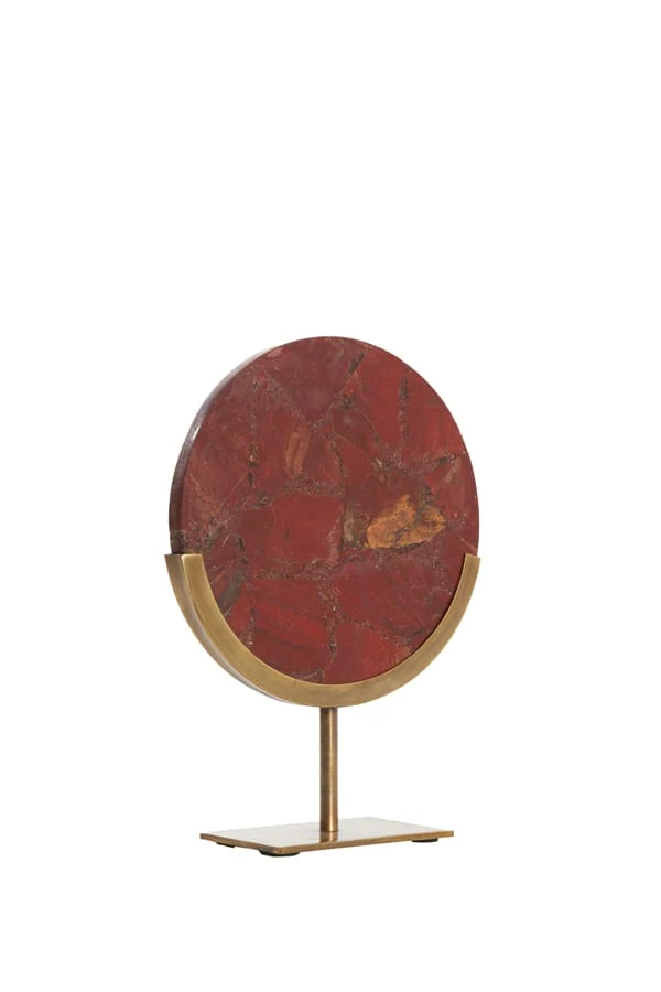 Ornament on base 25x10x35 cm GOUYA red agate+antique bronze