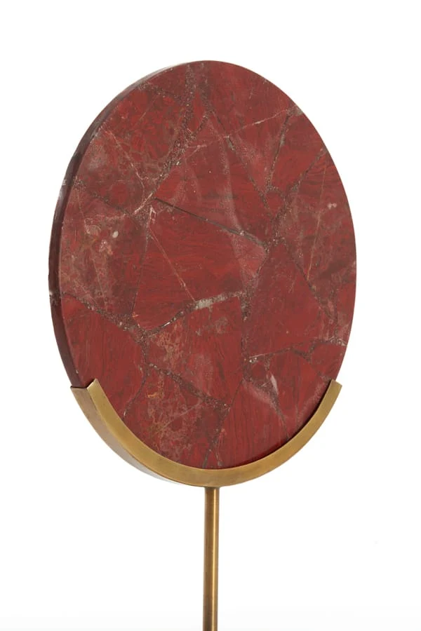Ornament on base 25x10x35 cm GOUYA red agate+antique bronze
