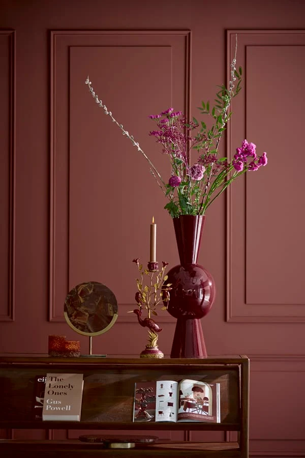 Ornament on base 25x10x35 cm GOUYA red agate+antique bronze