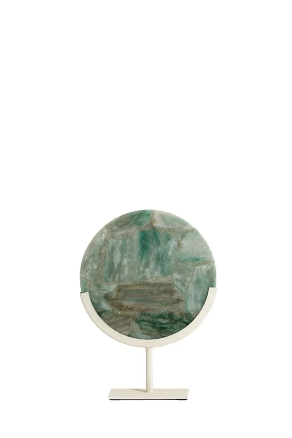 Ornament on base 25x10x35 cm GOUYA green agate+cream
