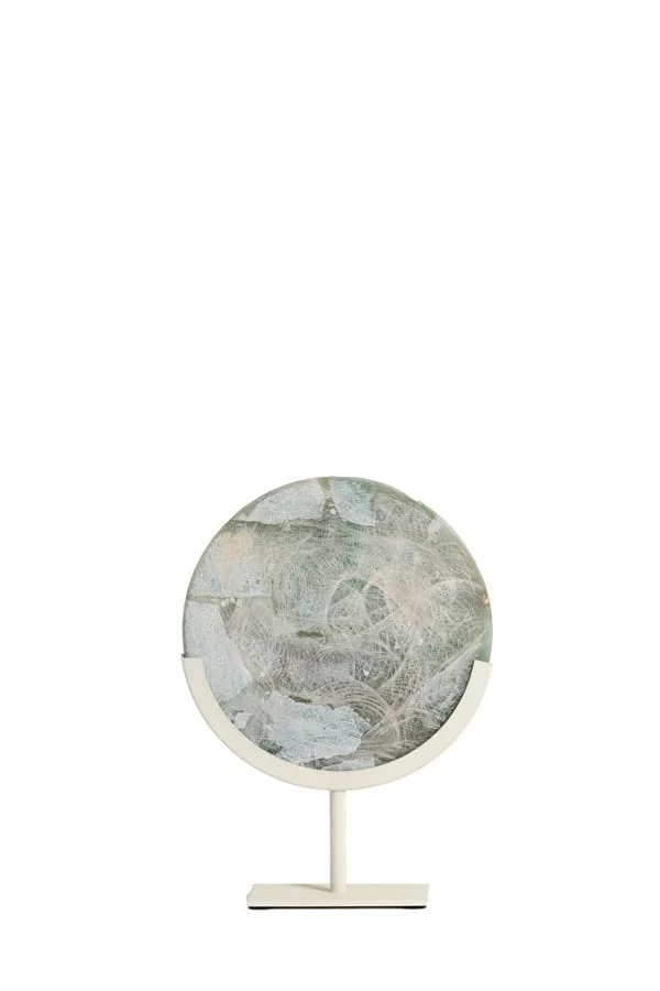 Ornament on base 25x10x35 cm GOUYA green agate+cream