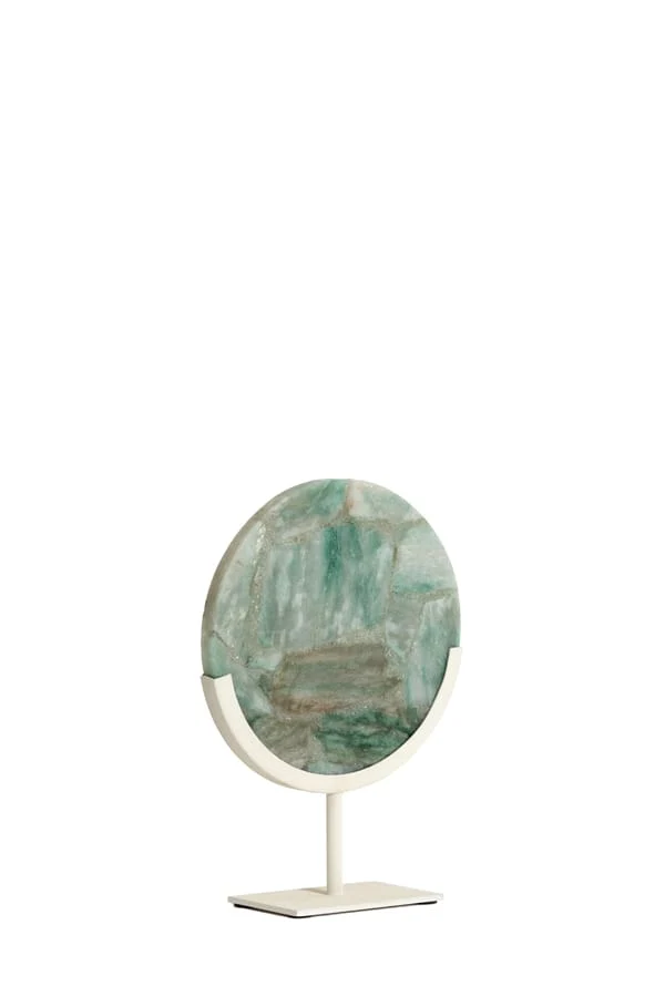 Ornament on base 25x10x35 cm GOUYA green agate+cream
