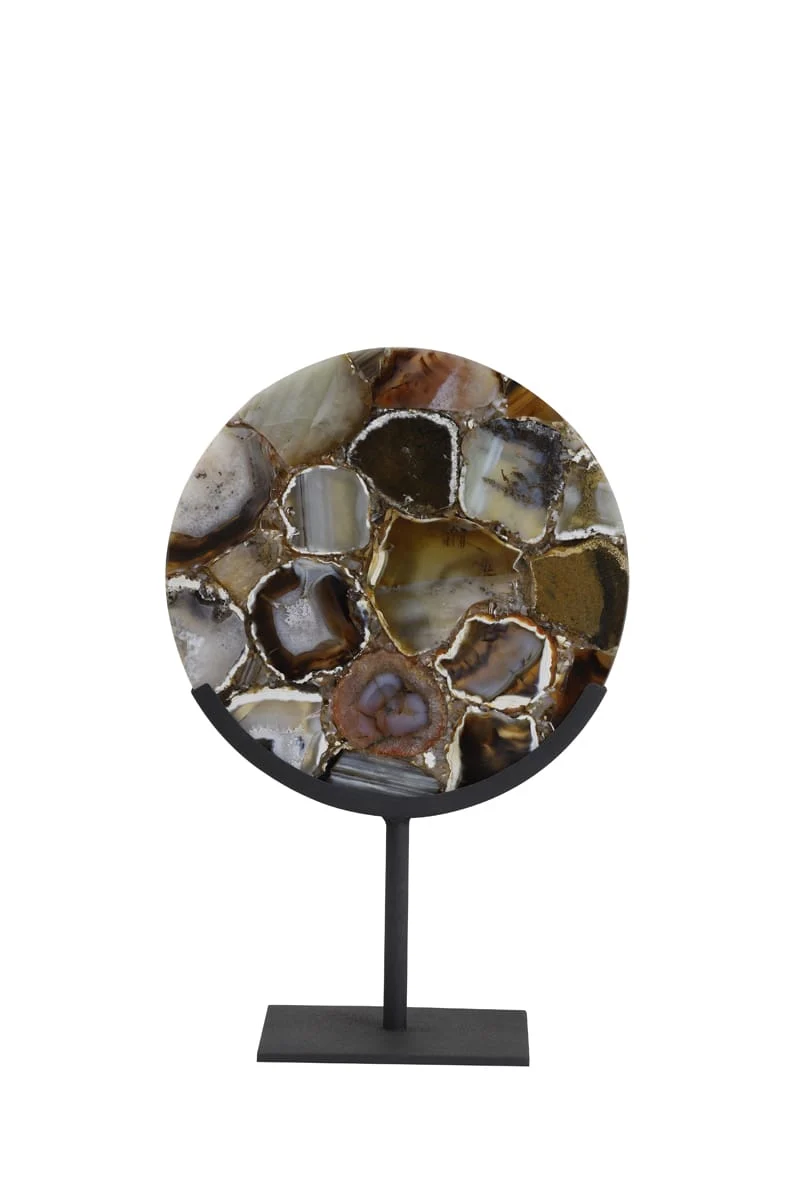 Ornament on base 25x10x35 cm GOUYA agate brown+matt black