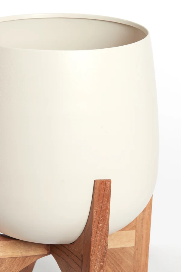 Pot on base deco 59x82 cm KARUNA wood+matt cream