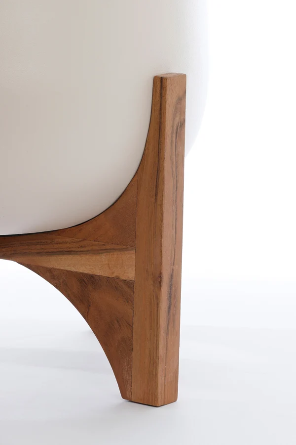 Pot on base deco 44x53 cm KARUNA wood+matt cream