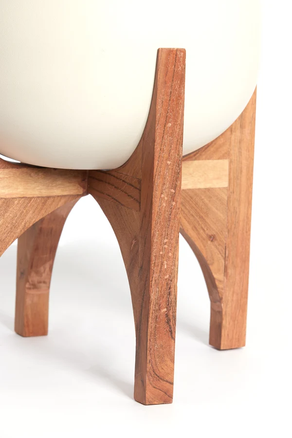 Pot on base deco 36x50 cm KARUNA wood+matt cream