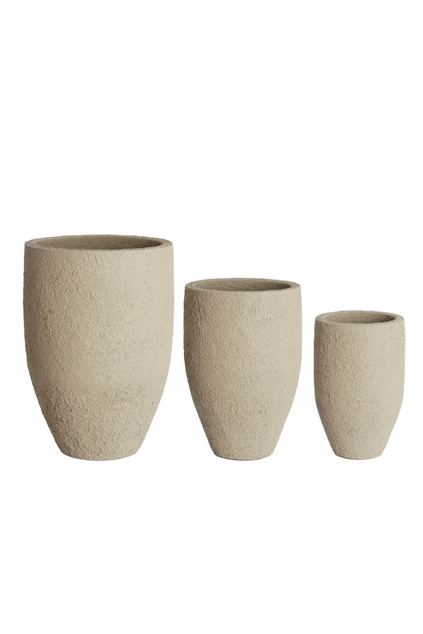Pot deco S/3 30x46+40x55+52x71 cm SIROLO sand