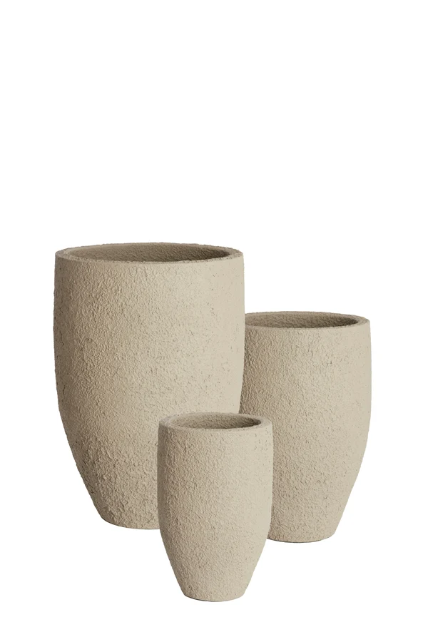 Pot deco S/3 30x46+40x55+52x71 cm SIROLO sand