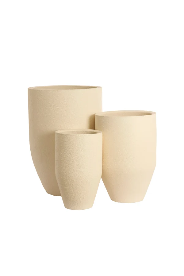 Pot deco S/3 30x46+40x55+52x71 cm SIROLO cream