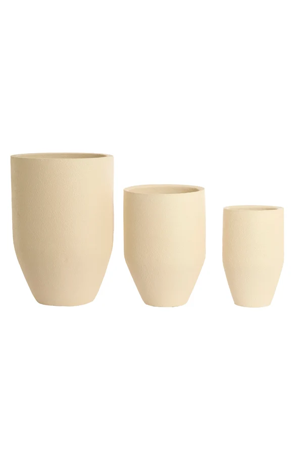 Pot deco S/3 30x46+40x55+52x71 cm SIROLO cream