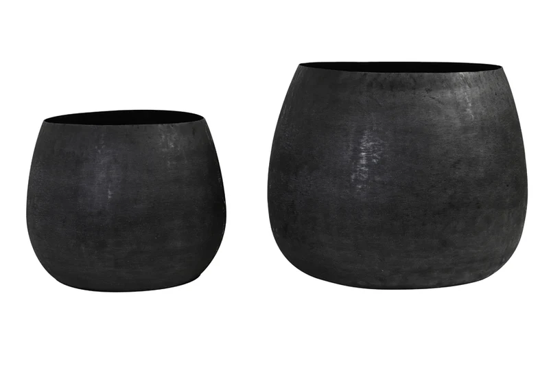 Pot deco S/2 38,5x28,5+50x37,5 cm GENOLU matt black