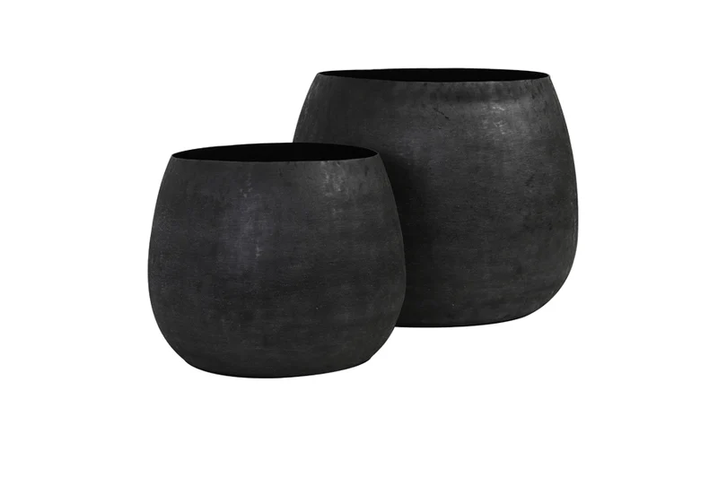 Pot deco S/2 38,5x28,5+50x37,5 cm GENOLU matt black
