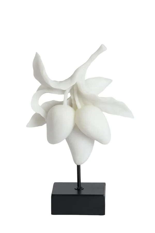 Ornament on base 23,5x13x37 cm MANGO cream+black