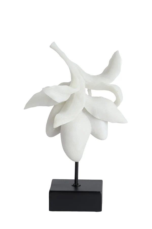 Ornament on base 23,5x13x37 cm MANGO cream+black