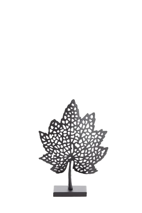 Ornament on base 22x8x30 cm LEAF matt black