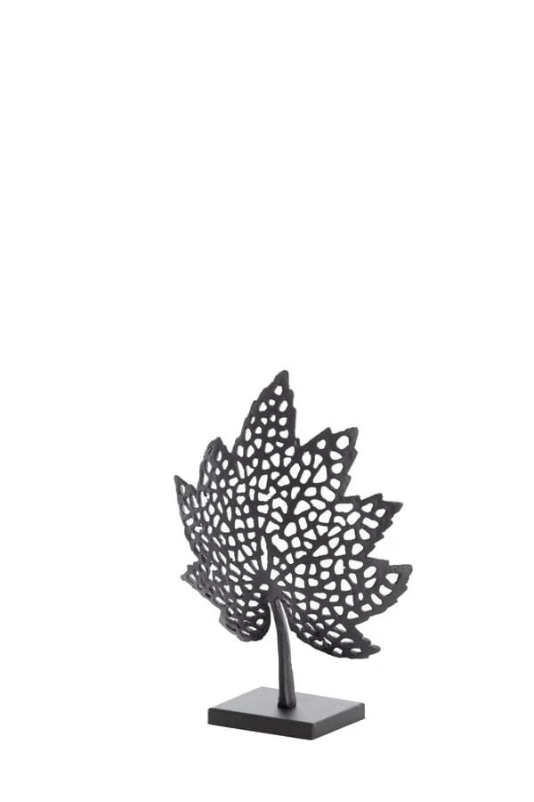 Ornament on base 22x8x30 cm LEAF matt black