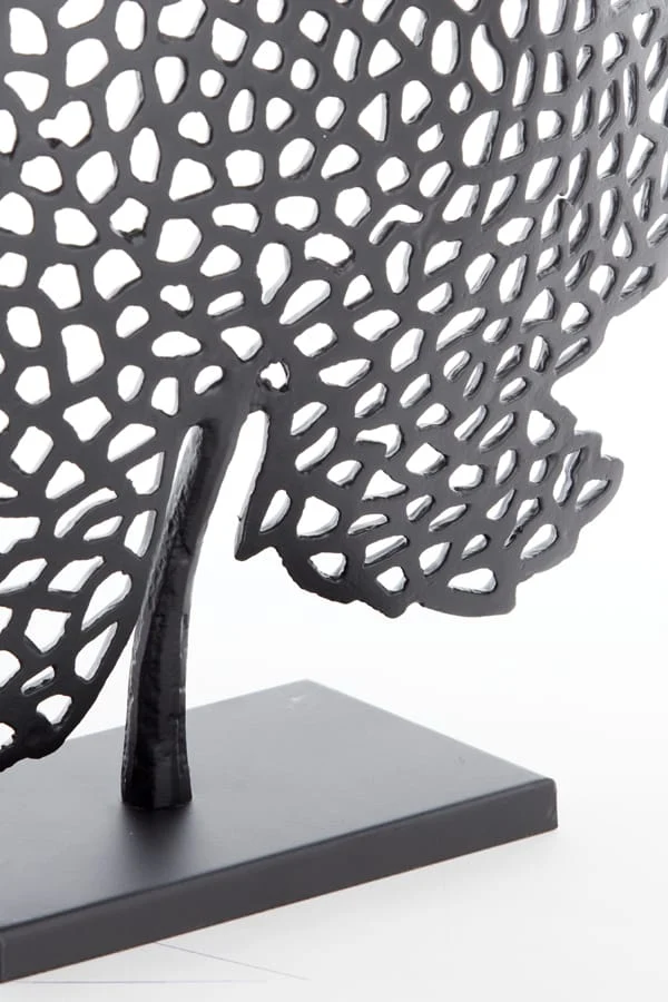 Ornament on base 22x8x30 cm LEAF matt black