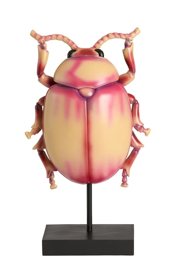 Ornament on base 22x12x42 cm BEETLE light pink+black