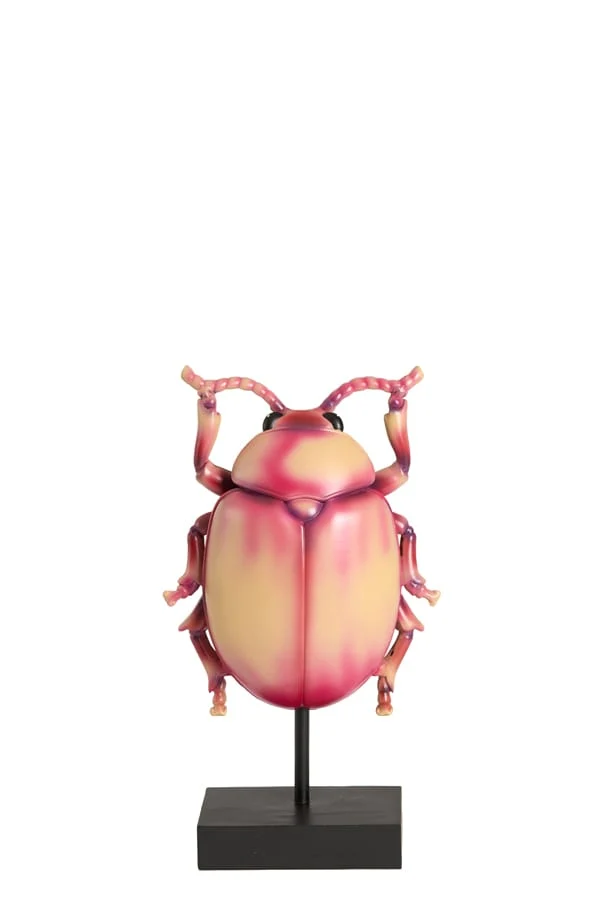 Ornament on base 15x8,5x27 cm BEETLE light pink+black