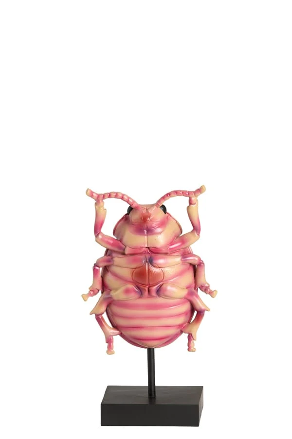 Ornament on base 15x8,5x27 cm BEETLE light pink+black