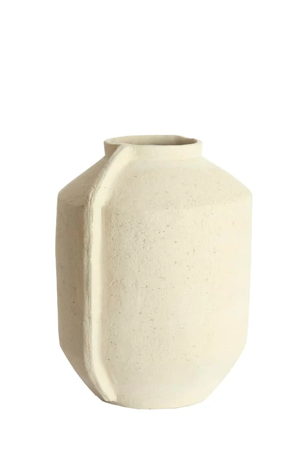 Pot deco 35x32x44 cm NORIC matt cream